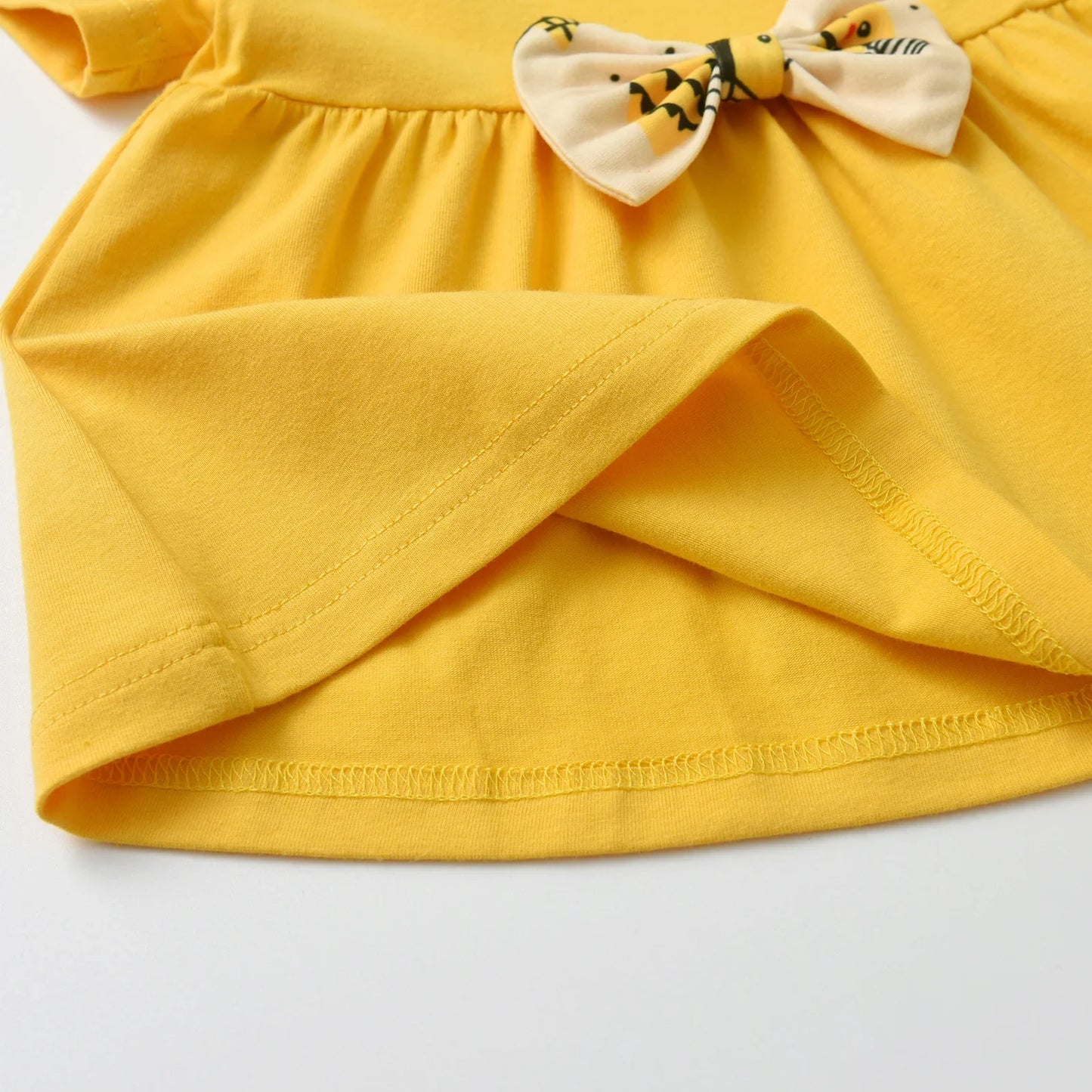 0-2Years Toddler Baby Girl Cute Bee Pattern Clothes Set Summer Short Sleeve T-shirt with Bow and Long Pants Headband 3pcs Outfit