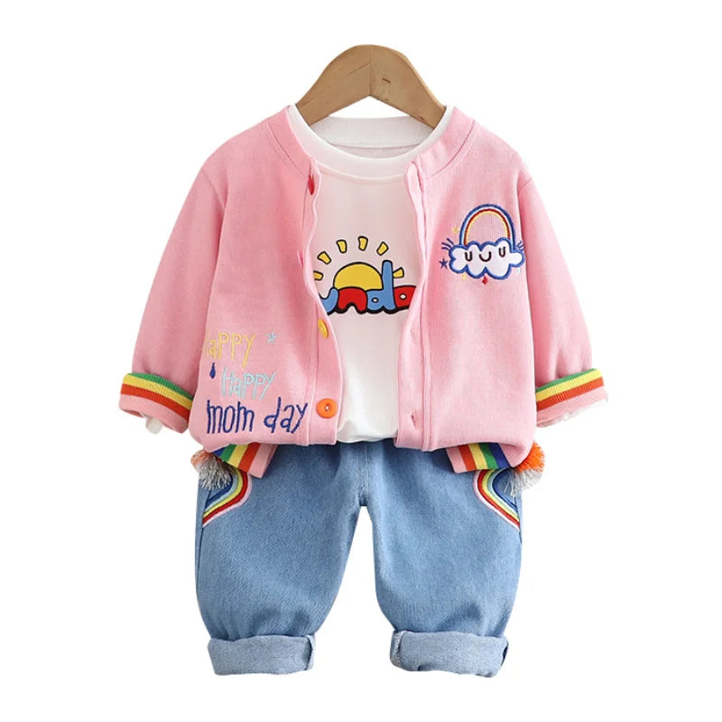 New Autumn Baby Girls Clothes Suit Children Boys Jacket T-Shirt Pants 3Pcs/Sets Toddler Clothing Infant Costume Kids Tracksuits