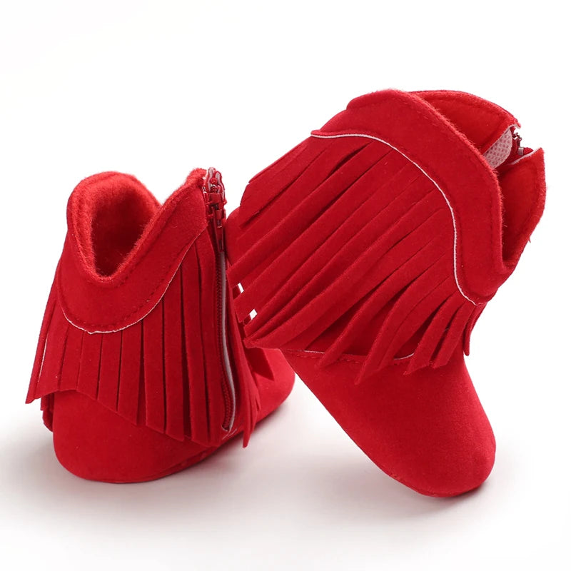 Baby Booties Vintage Tassel Anti-slip Sole Winter Warm Baby Boys Girls Shoes Snow Booties First Walkers Infant Shoes