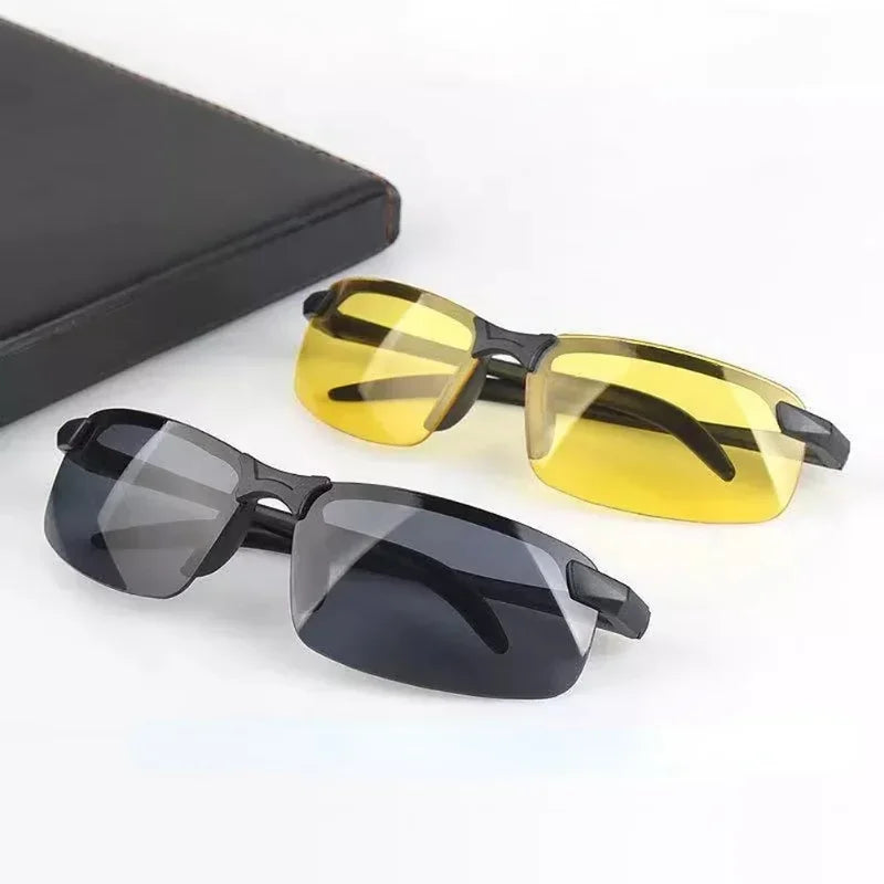 Men Night Vision Glasses for Driving Yellow Glasses PC Frame Sunglasses Outdoor Glasses To Handle At Night Anti Glare Gafas