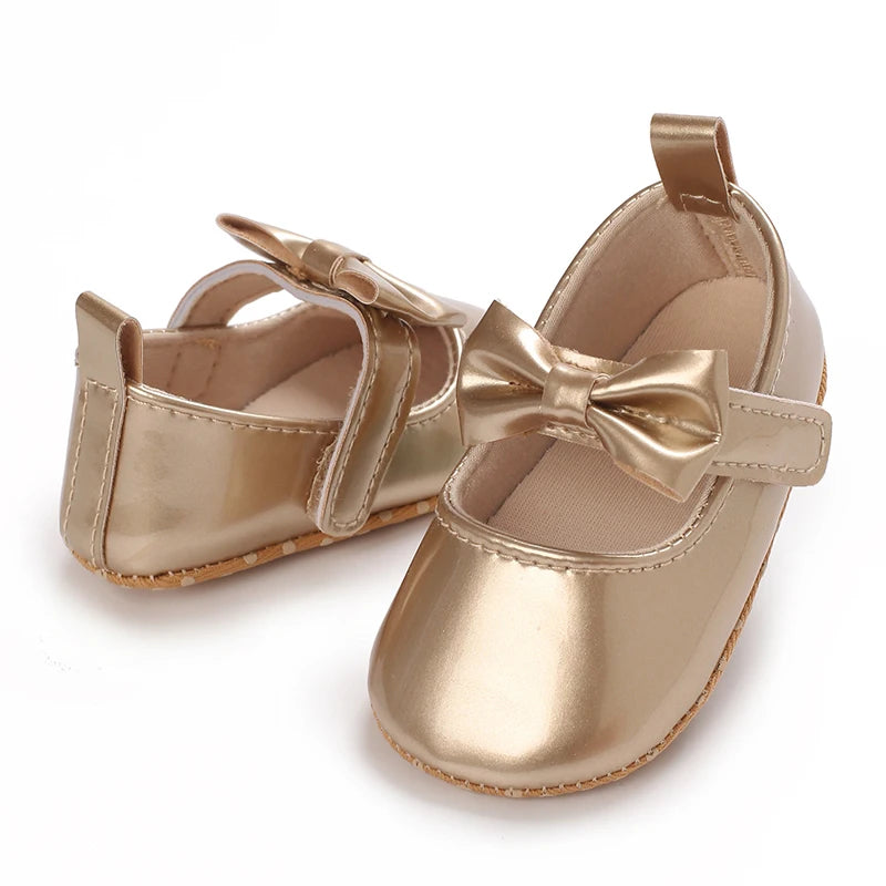 0-18M Girls' Baby Shoes Fashionable Classic Gold Theme Princess Shoes Soft Sole Comfortable Baby Walking Shoes