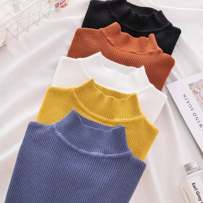 2024 Turtleneck Sweater Women Knitted Soft Pullovers cashmere Jumpers Basic Solid Soft Sweaters Women Autumn Winter Casual Top