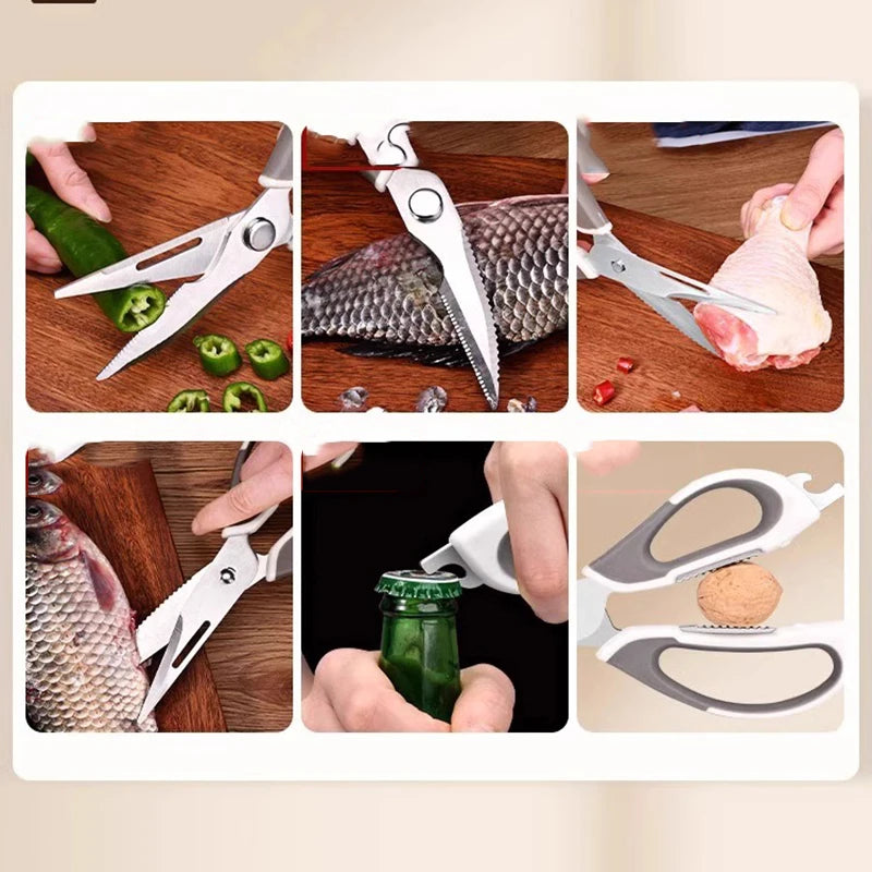 Stainless Steel Kitchen Scissor Strong Home Vegetable Chopper Chicken Bone Fish Food Scissor Multi-purpose Kitchen Gadget