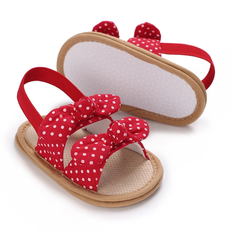 Summer baby girl sandals red festive and cute flower baby shoes soft rubber soles comfortable and casual baby walking shoes