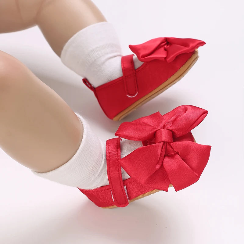 New Western-style Bow Princess Shoes For Infants And Young Children Aged 0-18 Months Soft And Non Slip Walking Shoes