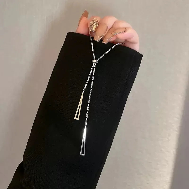 2024 Popular Geometric Sweater Box Chain Female  Long Necklace For Women Adjustable Fine Jewelry Wedding Party Birthday Gifts