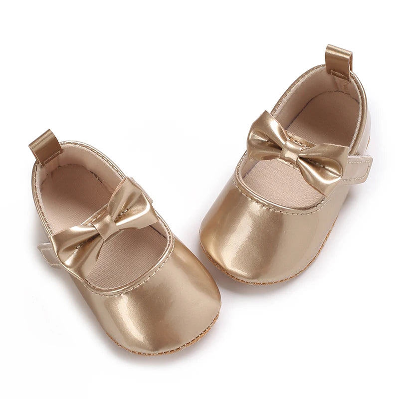 0-18M Girls' Baby Shoes Fashionable Classic Gold Theme Princess Shoes Soft Sole Comfortable Baby Walking Shoes