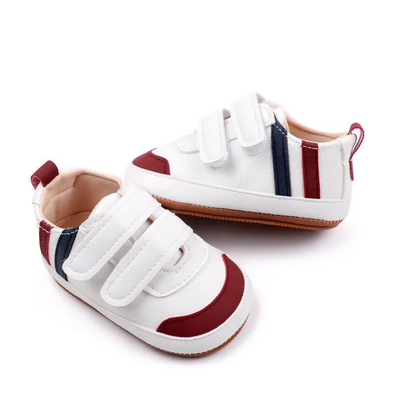 New White Baby Shoes Lovely Bear / Stripes Casual Soft Sole Anti-slip Infant Sports Toddler Boys Girls First Walkers