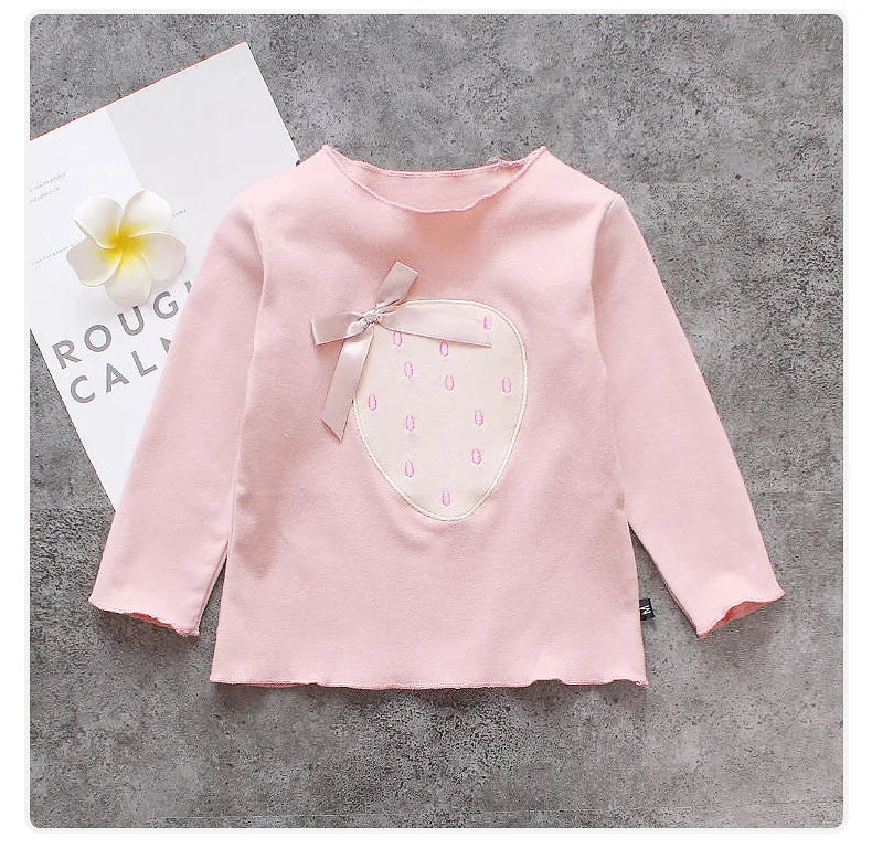 New 2023 Retail Latest Design Brand Children Clothes Girls Knitting T Shirt Kids Long Sleeves T-shirts Girls Clothing