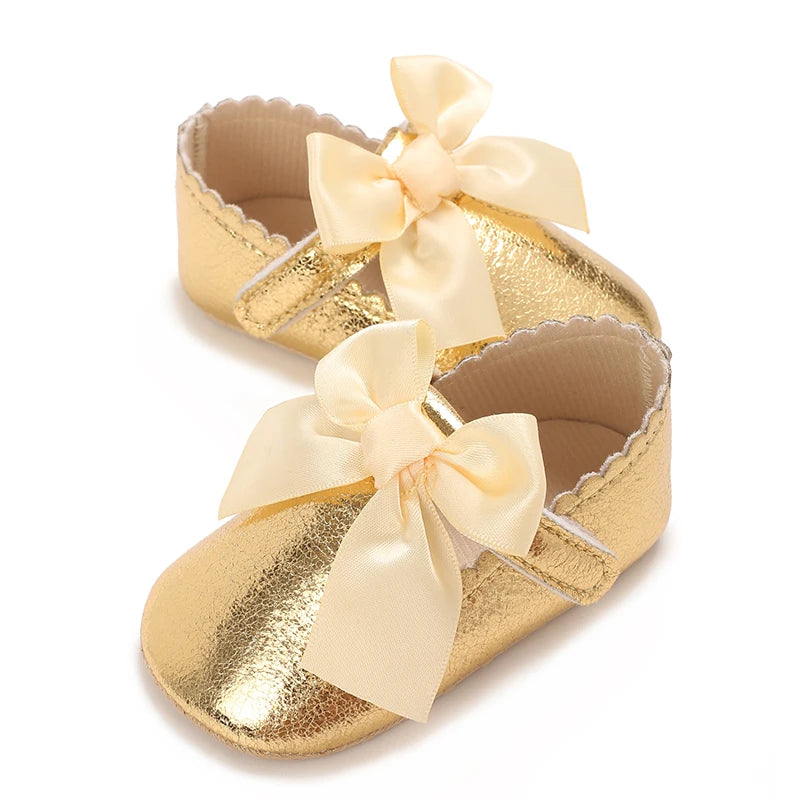 0-18M Girls' Baby Shoes Fashionable Classic Gold Theme Princess Shoes Soft Sole Comfortable Baby Walking Shoes