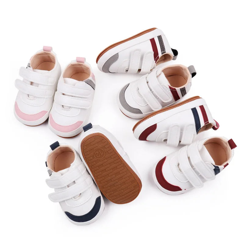 New White Baby Shoes Lovely Bear / Stripes Casual Soft Sole Anti-slip Infant Sports Toddler Boys Girls First Walkers