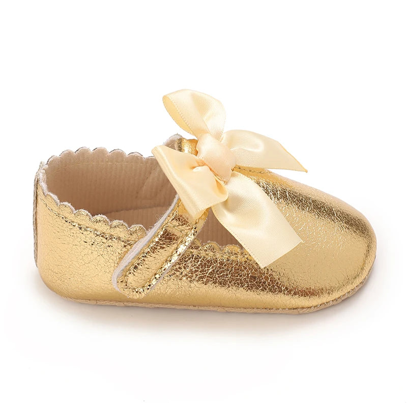 0-18M Girls' Baby Shoes Fashionable Classic Gold Theme Princess Shoes Soft Sole Comfortable Baby Walking Shoes