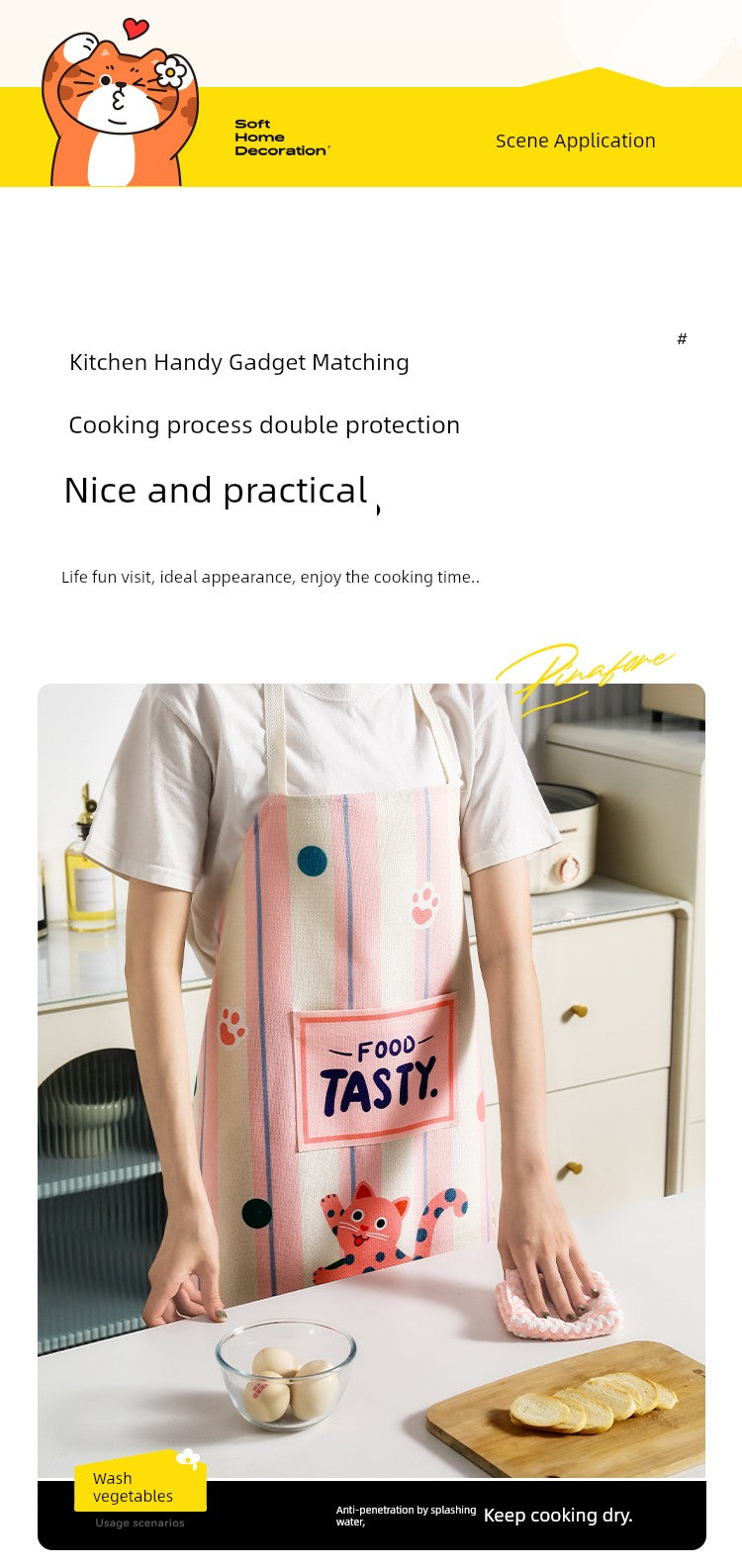 Meishida Polka Dot For Home Oil-Proof Catering Men's and Women's Apron