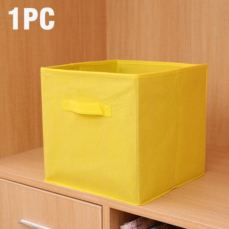 With Handle Storage Basket Non-woven Folding Fabric Storage Box Cube Bin For Children Toys Sundries Organizer Storage Bins