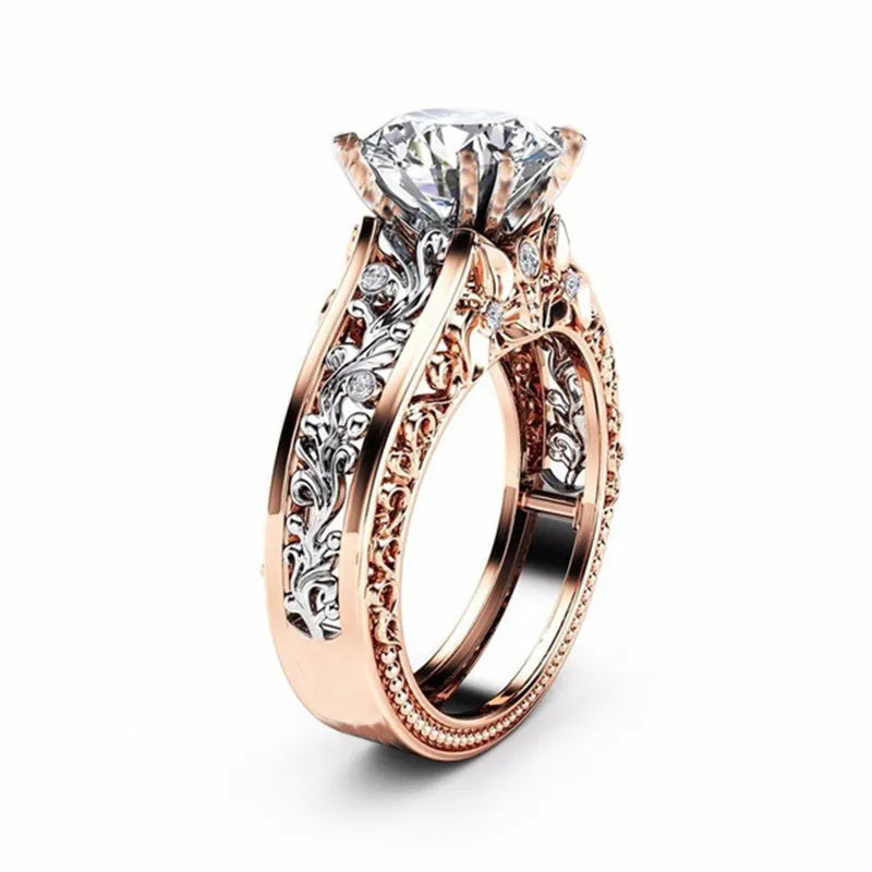 New elegant and romantic women's crystal zircon ring, popular men's stainless steel couple jewelry gift