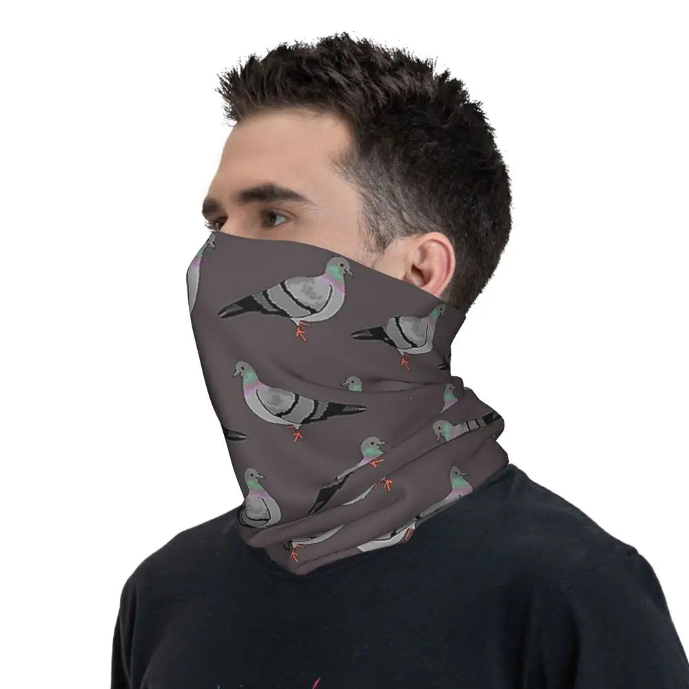 Pigeon Walk , Black Background Bandana Neck Cover Printed Magic Scarf Multifunction Cycling Scarf Running Unisex Adult Windproof