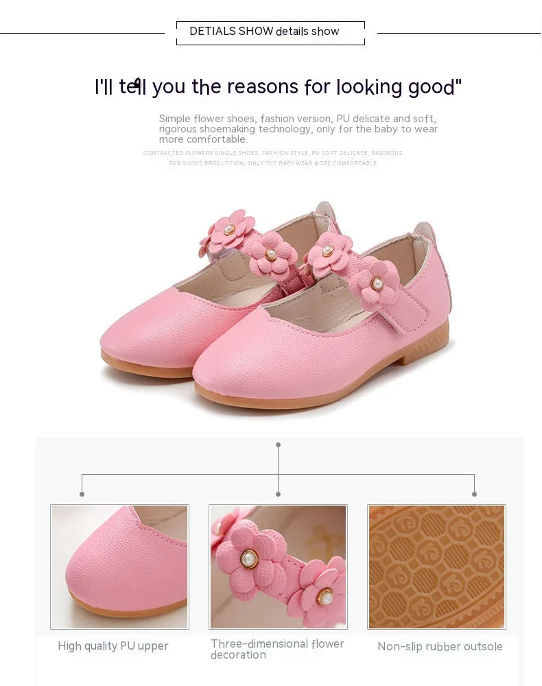 Children Dancing Shoes Kids Princess Shoes Girls Soft Bottom Breathable Leather Footwear  Students Non-slip Performance Footwear