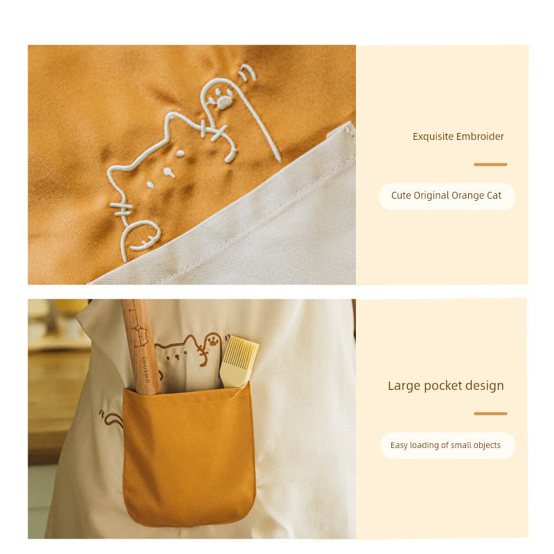 Shuke Fat Orange Household Apron Cooking Waterproof Oil-Proof Fancy Young Stall Thin Kitchen Special Cute