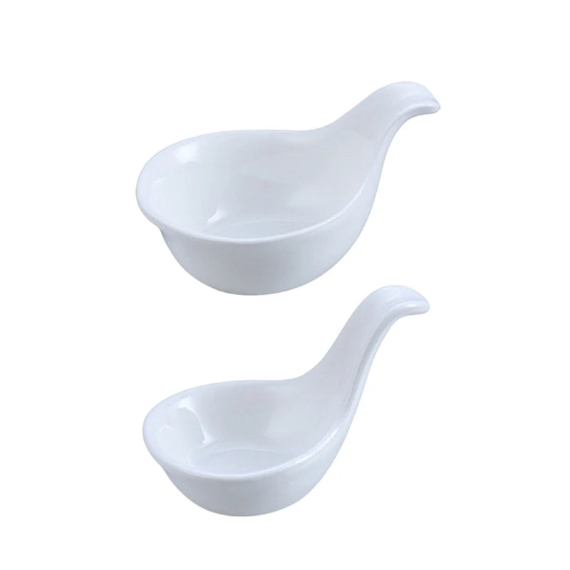 Creative Tableware White Ceramic Caviar Sauce Plate Short Handle Dessert Sushi Dishes Kitchen Tableware Accessories