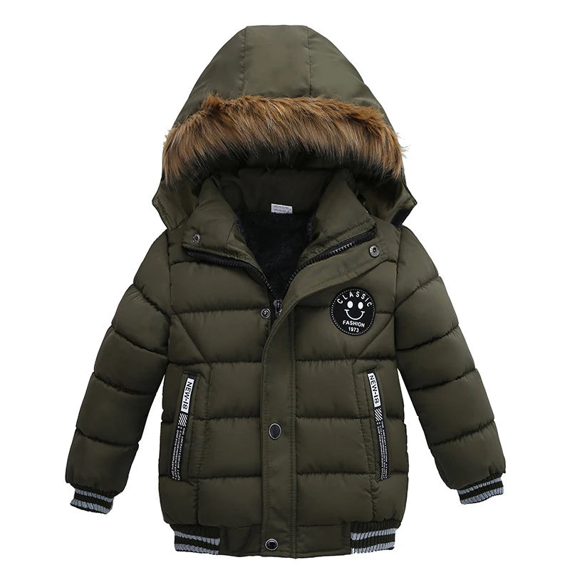 2 3 4 5 6 Years Winter Baby Boys Jacket Classic Keep Warm Fashion Girls Coat Hooded Zipper Outerwear Birthday Gift Kids Clothes