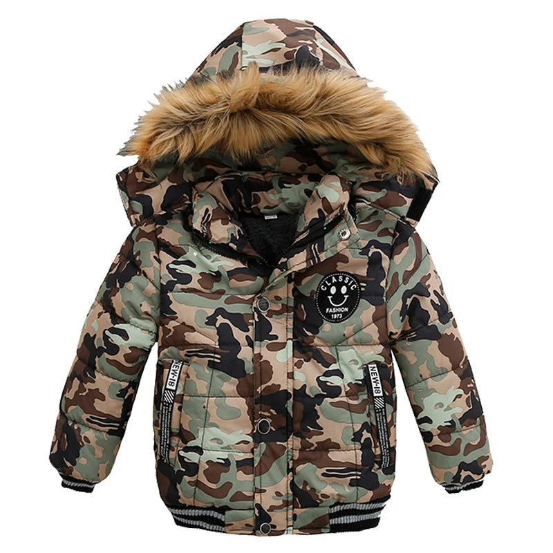 2 3 4 5 6 Years Winter Baby Boys Jacket Classic Keep Warm Fashion Girls Coat Hooded Zipper Outerwear Birthday Gift Kids Clothes