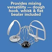 Beach Electric Stand Mixer, 4 Quarts, Dough Hook, Flat Beater Attachments, Splash Guard 7 Speeds with Whisk, Black