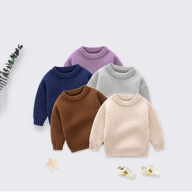 Children Baby Loose Sweater Knitted Autum Winter Baby Boy Girl Clothes Round Neck Kid Toddler Girl Boy Pullover Baby Outerwear