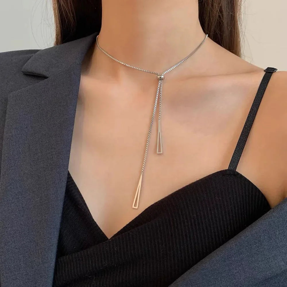 2024 Popular Geometric Sweater Box Chain Female  Long Necklace For Women Adjustable Fine Jewelry Wedding Party Birthday Gifts