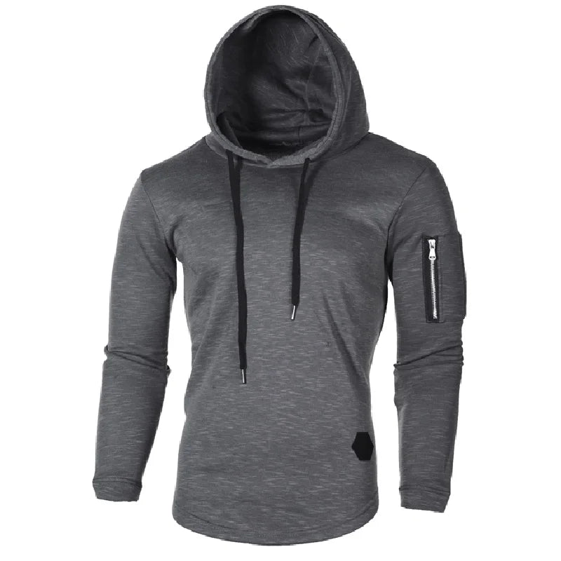 New Spring Men's Hooded T Shirt Slim Fit Cotton Long Sleeve Casual Zipper T-shirts Tops and Tees Hoodies Tshirt for Men  MY174