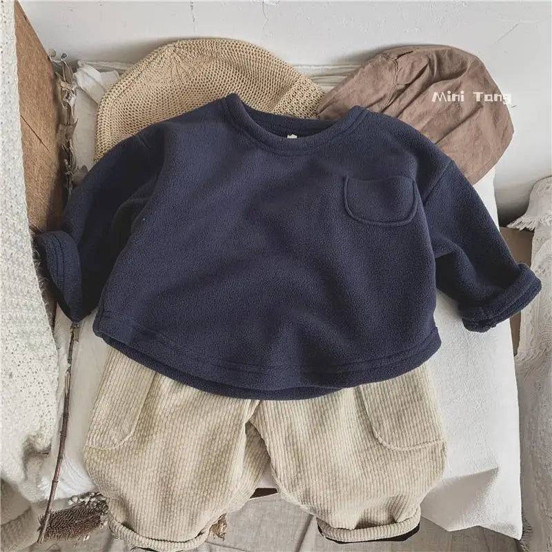 Winter Plush Warm Kids Pants 2024 Korea Style Children's Clothing Corduroy Plush Thick Warm Casual Pants for Boys Girls