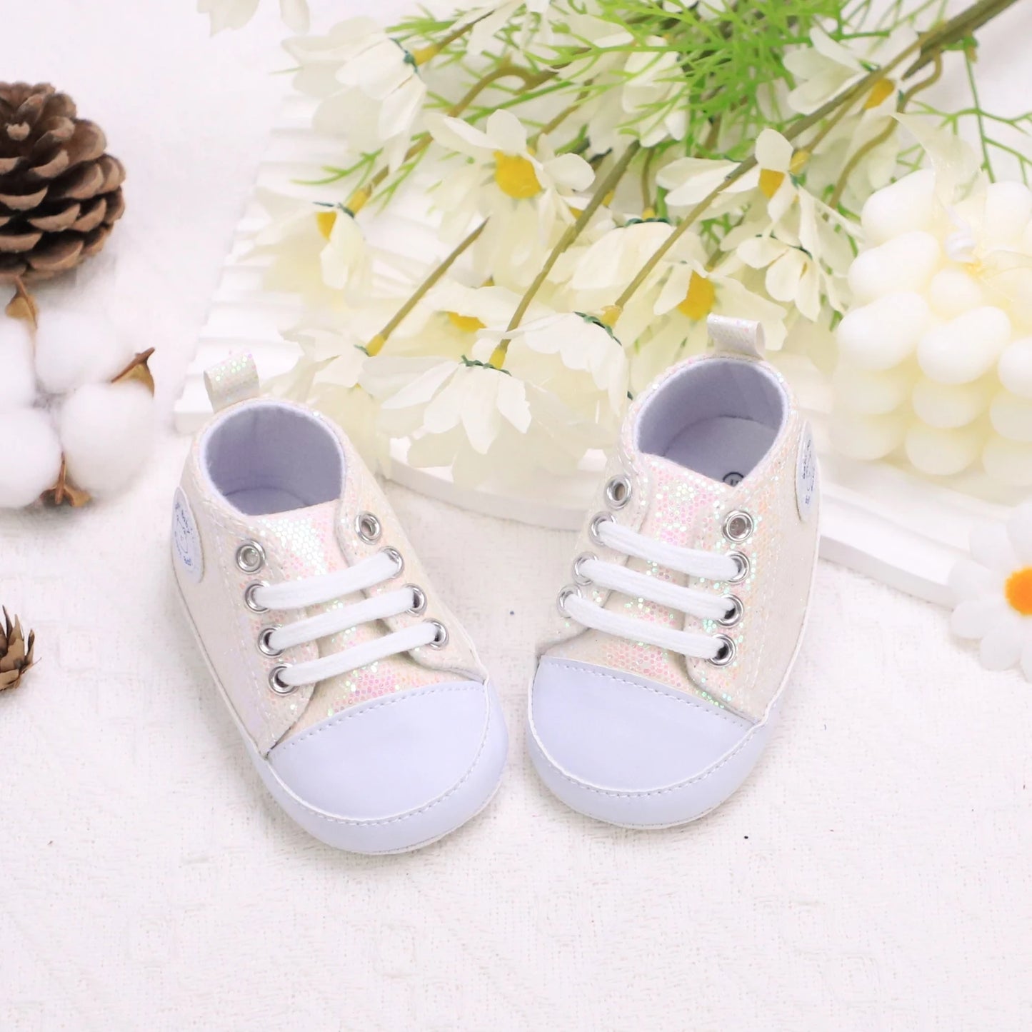 Trendy Comfortable Sequin Sneakers For Baby Boys, Lightweight Non Slip Shoes For Indoor Outdoor Walking, Spring And Autumn