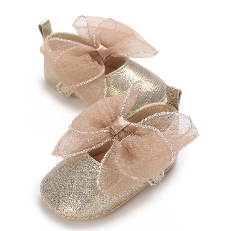 Fashionable Series Baby Shoes Girl Baby Cute Bow PU Princess Shoes Soft Cloth Sole Comfortable Walking Shoes Spring and Autumn