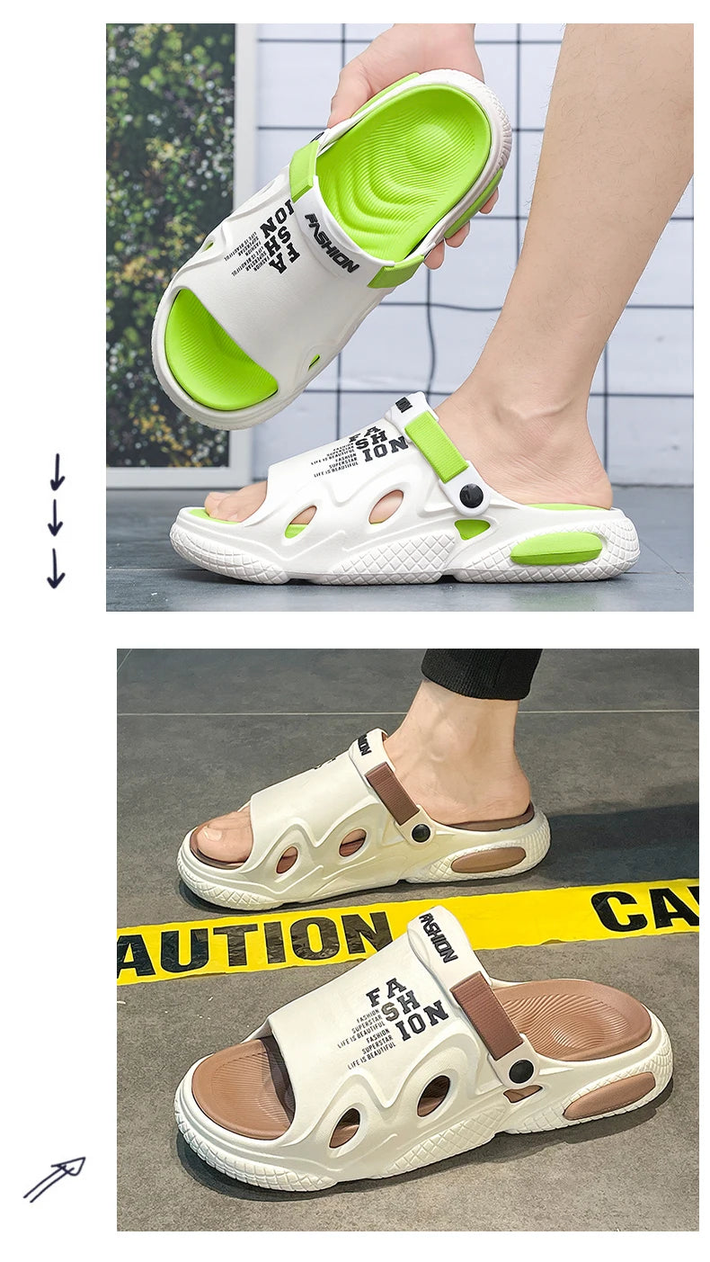 Soft and Comfortable Thick Bottom Sandals Beach Shoes Wear-resistant Indoor and Outdoor Bathroom Unisex Men's Slippers Fashion