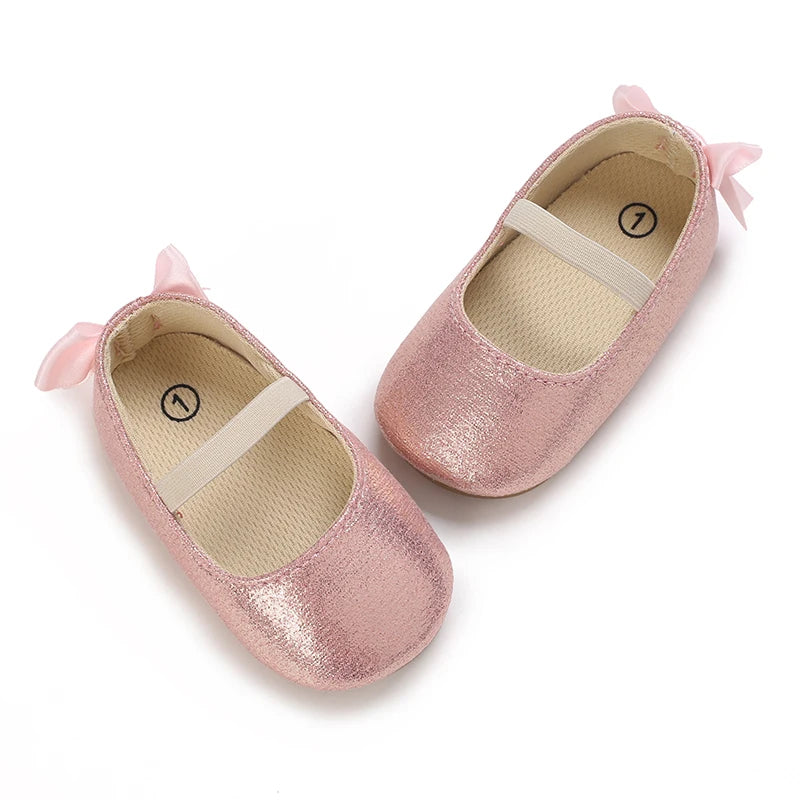 Baby Shoes Spring and Autumn Girl Baby Fashionable, Soft, Comfortable, Sweet Princess Shoes Rubber soles, Non slip Walking Shoes