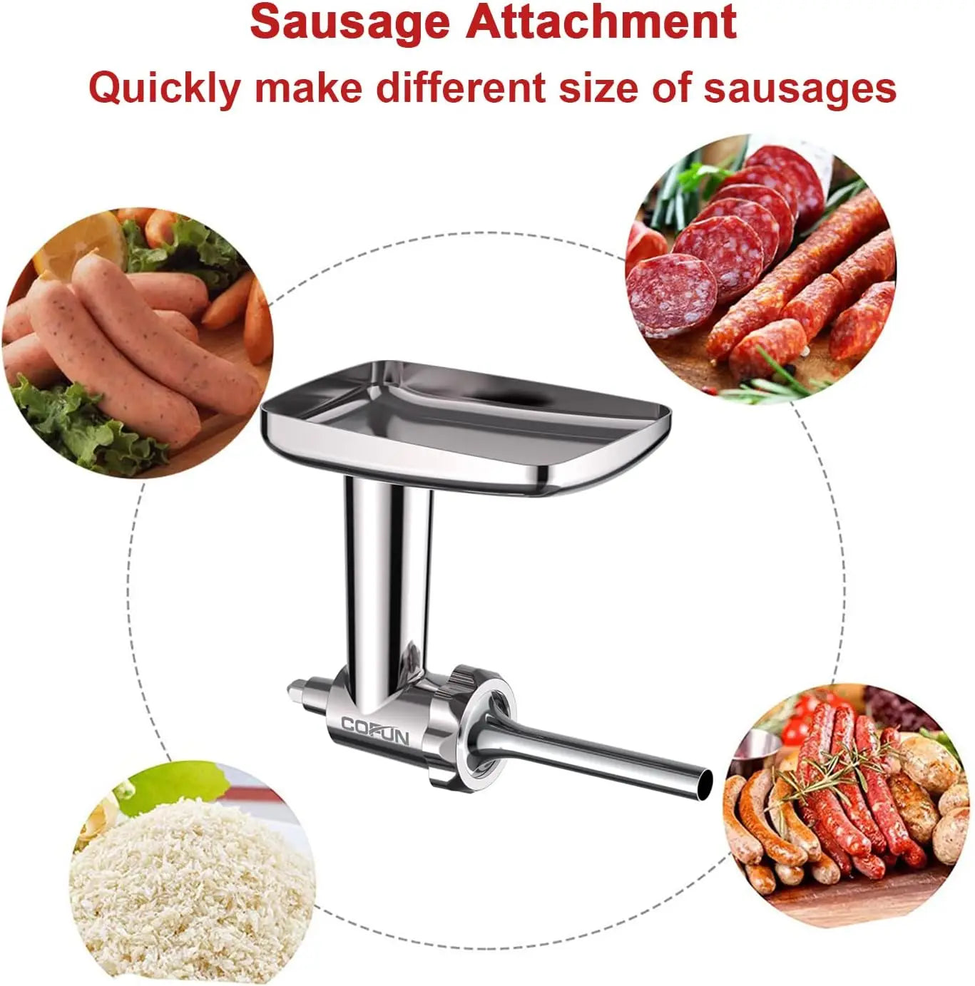 Meat Grinder Attachment for Kitchenaid Stand Mixer, Stainless Steel Kitchenaid Meat Grinder Attachment with 3 Sausage Stuffer