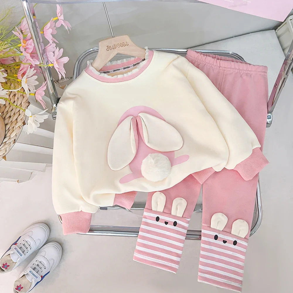 Children Clothing Sets Autumn Baby Girls Cute Cartoon Rabbit T Shirt Pants Toddler Kids Tracksuit Infant Clothes Outfits