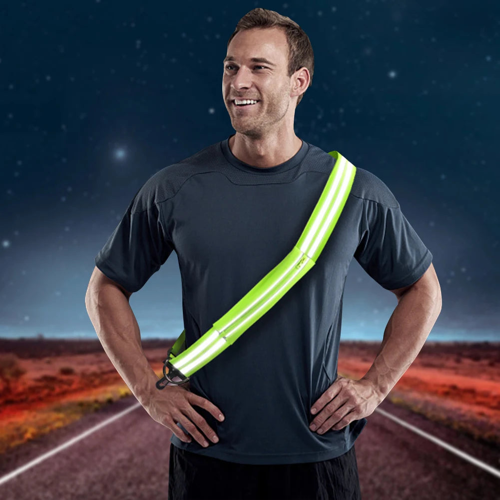 Reflective Shoulder Strap Reflective Belt Adjustable Running Belt High Visibility Elastic Belt Cycling Strap for Running Cycling