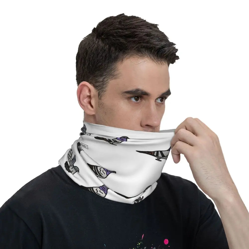 Pigeon Walk , Black Background Bandana Neck Cover Printed Magic Scarf Multifunction Cycling Scarf Running Unisex Adult Windproof