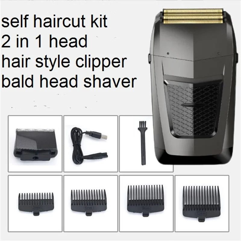 Washable Electric Self Hair Trimmer Self-Service Haircut Kit Portable Fade Style Clipper For Men Wet Dry Male Bald Head Shaver