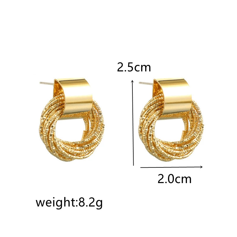 Retro Metal Gold Color Multiple Small Circle Stud Earrings for Women Korean Jewelry Fashion Wedding Party Earrings Jewelry Gift