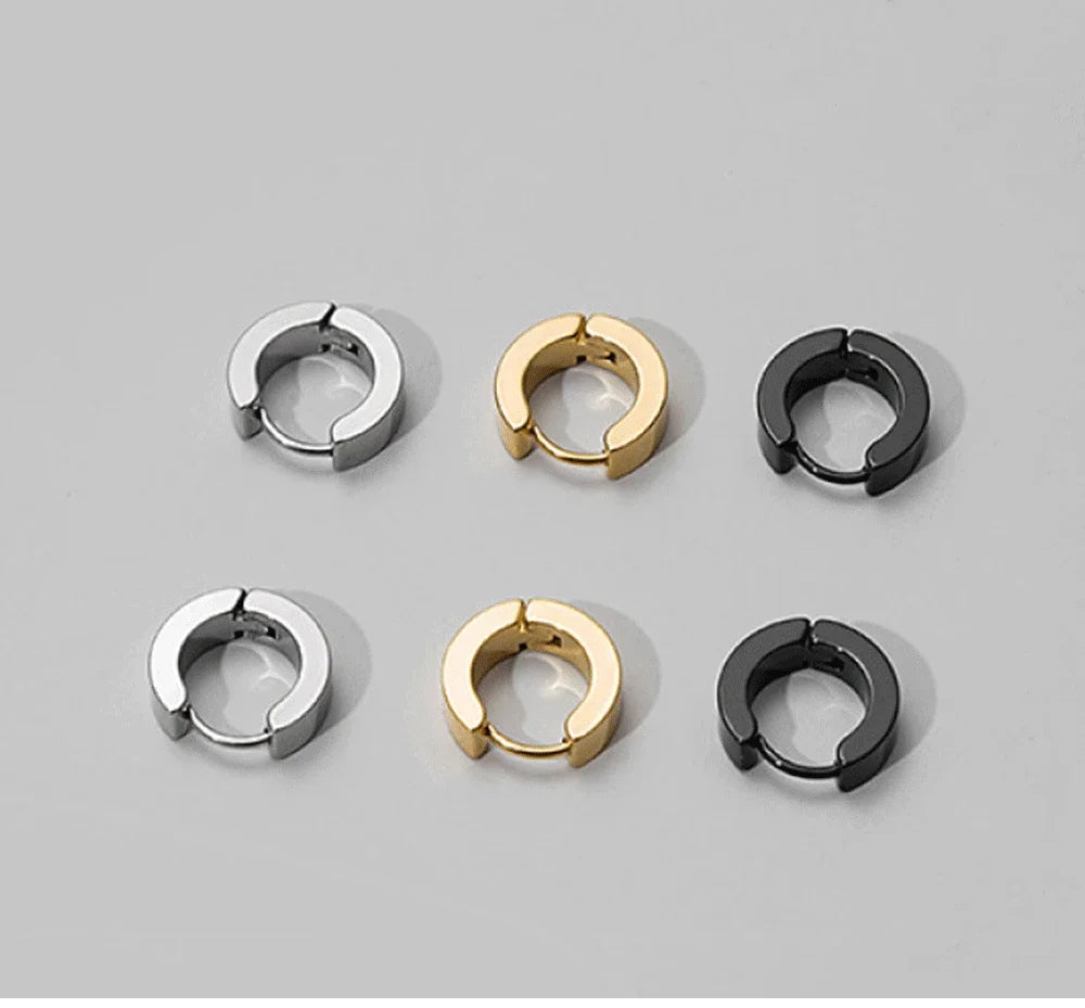 1 Pair Men Women Punk Stainless Steel Ear Circle Earring Simple Ear Buckle Gothic Fashion Jewelry Hot Selling Pop Jewelry gift