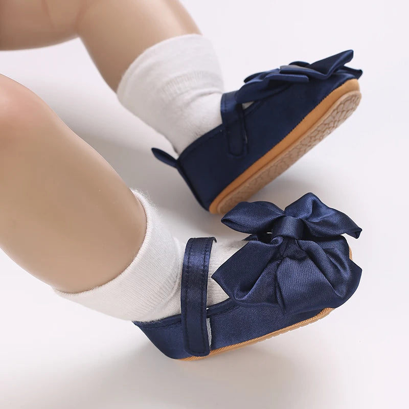 New Western-style Bow Princess Shoes For Infants And Young Children Aged 0-18 Months Soft And Non Slip Walking Shoes