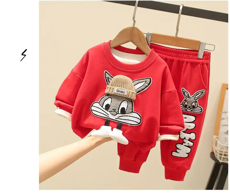 Autumn Kid Boy Clothes Set Cartoon Printed Sweatshirts Pullover Top and Pants Bottom 2pcs Suit Children Girls Outfits Tracksuits