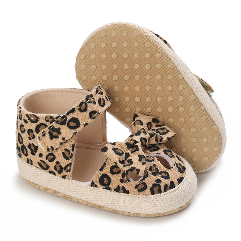 0-18M Newborn Baby Shoes Female Baby Cute Leopard Pattern Sports Shoes Sandals Soft Sole Comfortable Walking Shoes