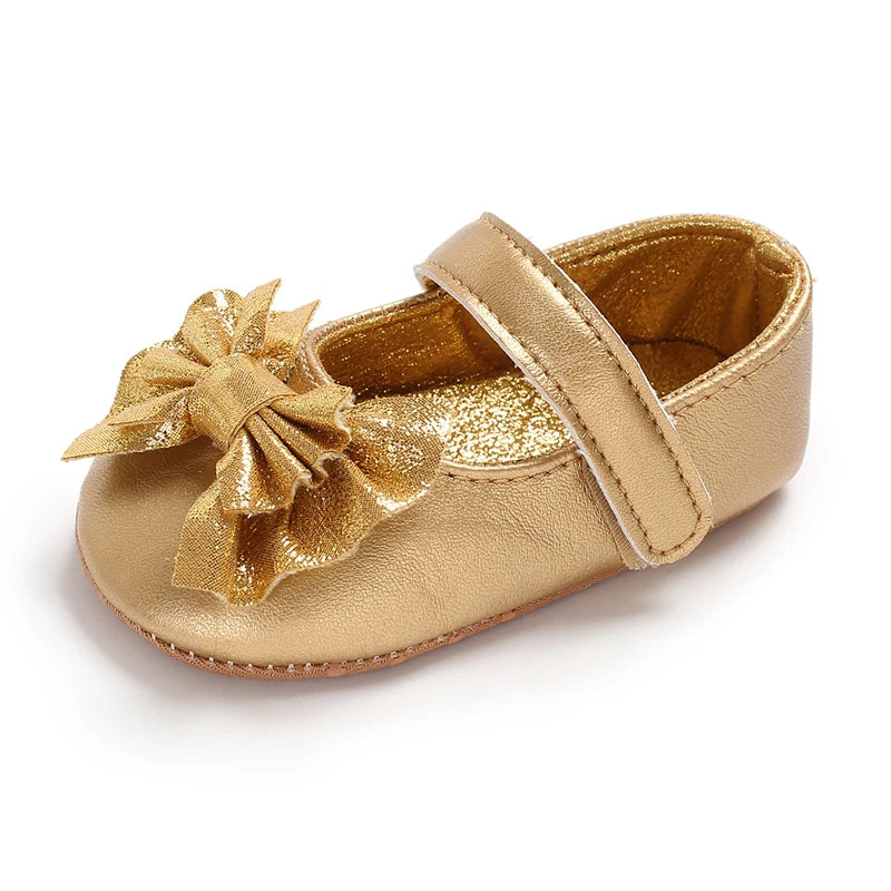 Fashionable Series Baby Shoes Girl Baby Cute Bow PU Princess Shoes Soft Cloth Sole Comfortable Walking Shoes Spring and Autumn