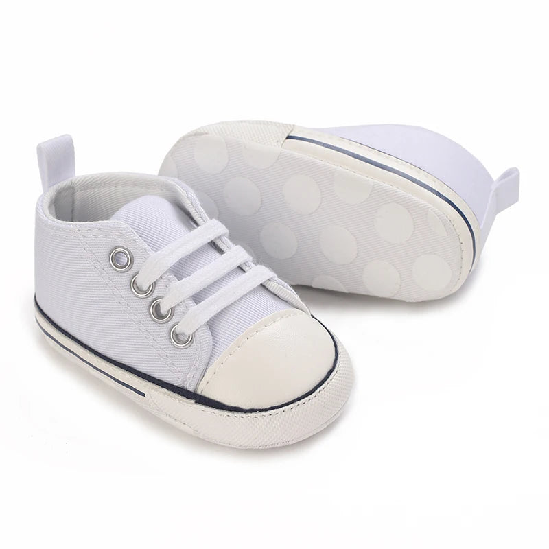 Spring and Autumn Baby Shoes Fashion Classic White PU High Top Sports Shoes Soft Sole Comfortable Casual Walking Shoes