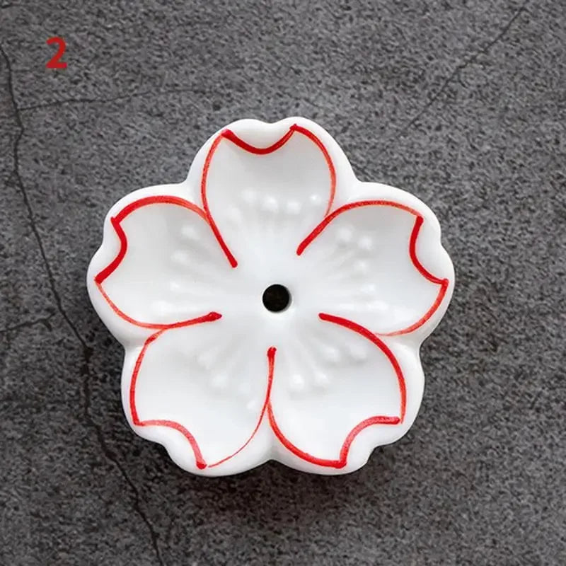 Cherry Blossom Incense Burner Home Ceramic Decor  Stick Holder Aromatherapy Censer Office Teahouse Ornament