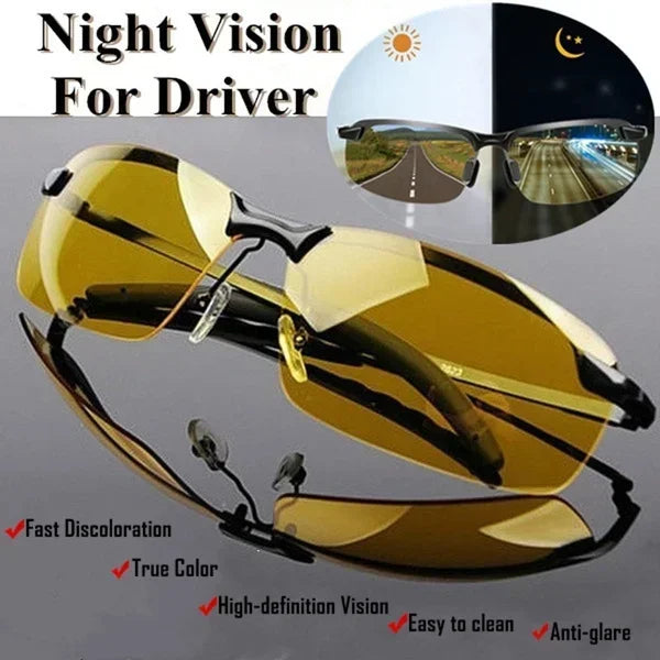 Yellow High-end Night Vision Driving Glasses Unpolarized UV Sunglasses PC Ultralight Driver Mirror Outdoor Driving Goggles Men