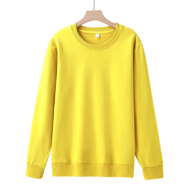 Round Necked Hoodie Loose Solid Color Spring Autumn Winter Men And women's Plush And Thick Versatile Top Sweatshirts Pullover