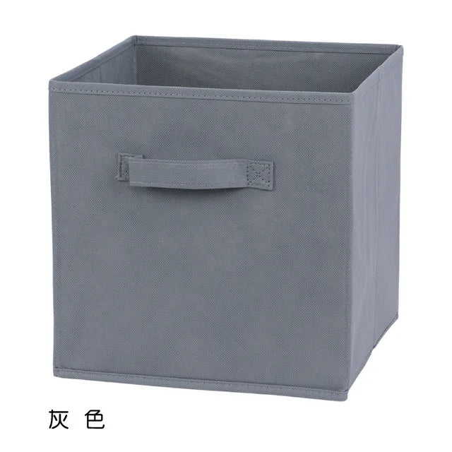 With Handle Storage Basket Non-woven Folding Fabric Storage Box Cube Bin For Children Toys Sundries Organizer Storage Bins